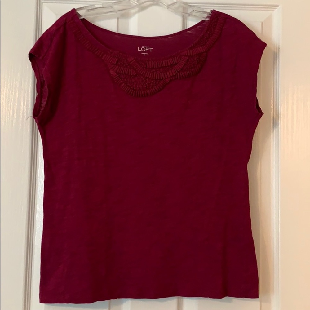 Ann Taylor Loft plum colored cotton tee